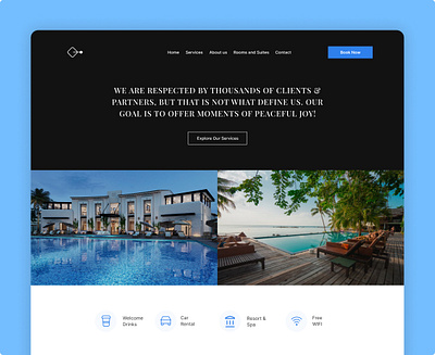 Skyline - Hotel Website Redesign Project. blackandblue branding dailyui figma graphic design homepage hotel landing redesign servicedesign ui uiux userexperience ux viraldesign