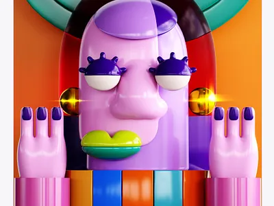 Abstract Face 3d c4d illustration visual