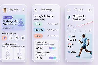 DailyFit – Modern Fitness App UI (Glassmorphism Style)