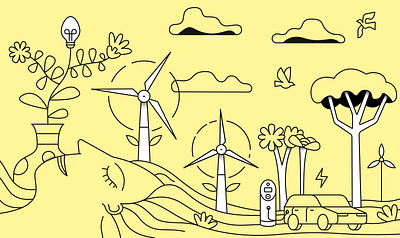 Eco Dream charging station graphic design illustration linear sustainable energy
