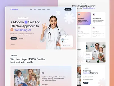 AI Medical Website Landing Page 3d ai ai website clinic doctor health app health care healthcare hospital landing page medical medicine saas ui design web web design website website design