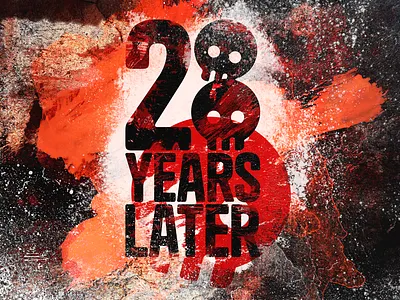 28 Years Later Poster Logo Design blood brushed brushes grunge horror logo movie photoshop poster procreate skull splash splatt texture typography vector wall watercolor zombie
