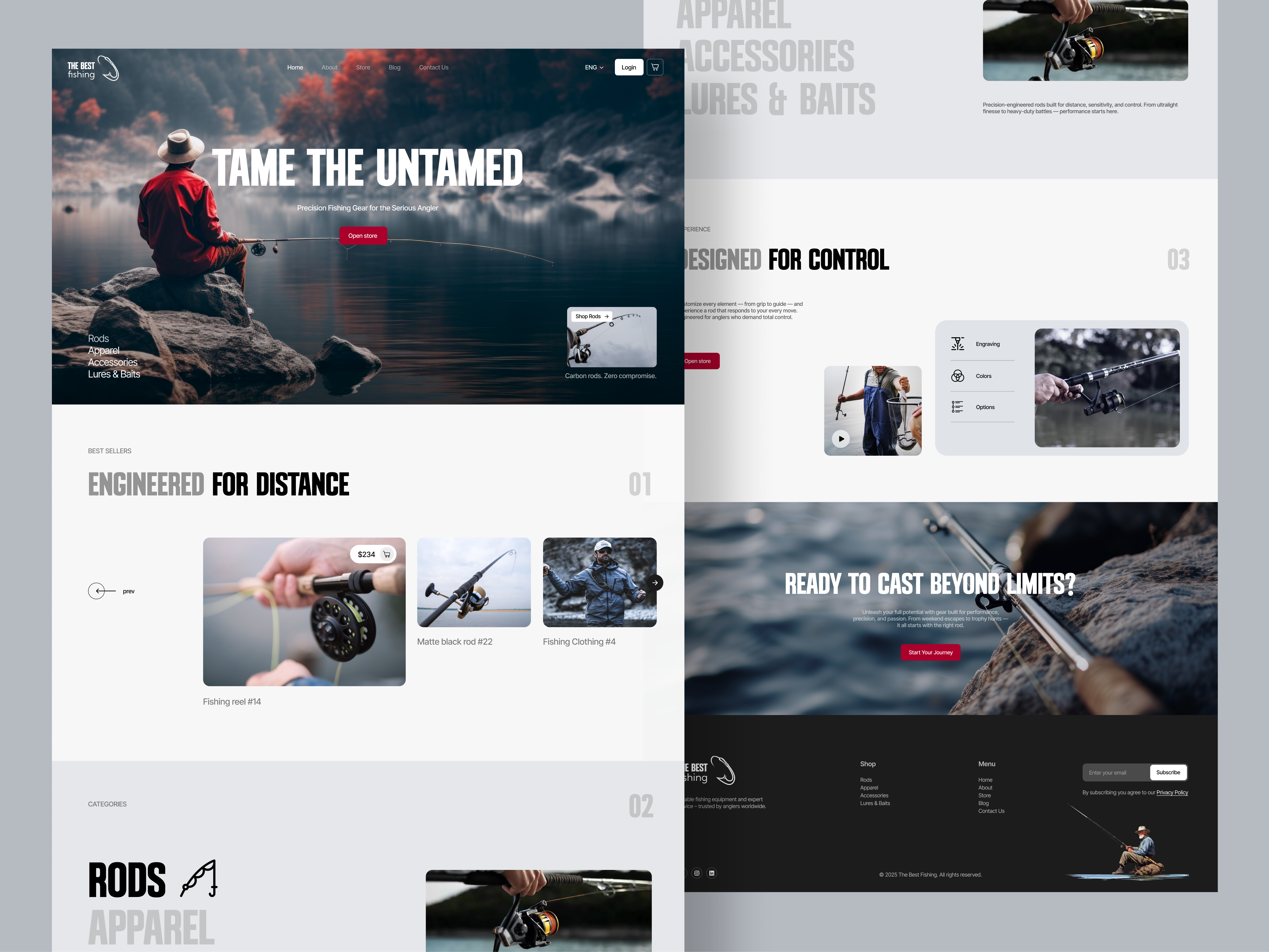 Fishing Store Web Design – Clean, Bold & Nature-Inspired UI cleanui designinspiration dribbble ecommerce ecommercedesign figma fishingstore landingpage moderndesign onlinestore shopdesign storeui ui uidesign ux uxdesign visualdesign webdesign websitedesign websiteui