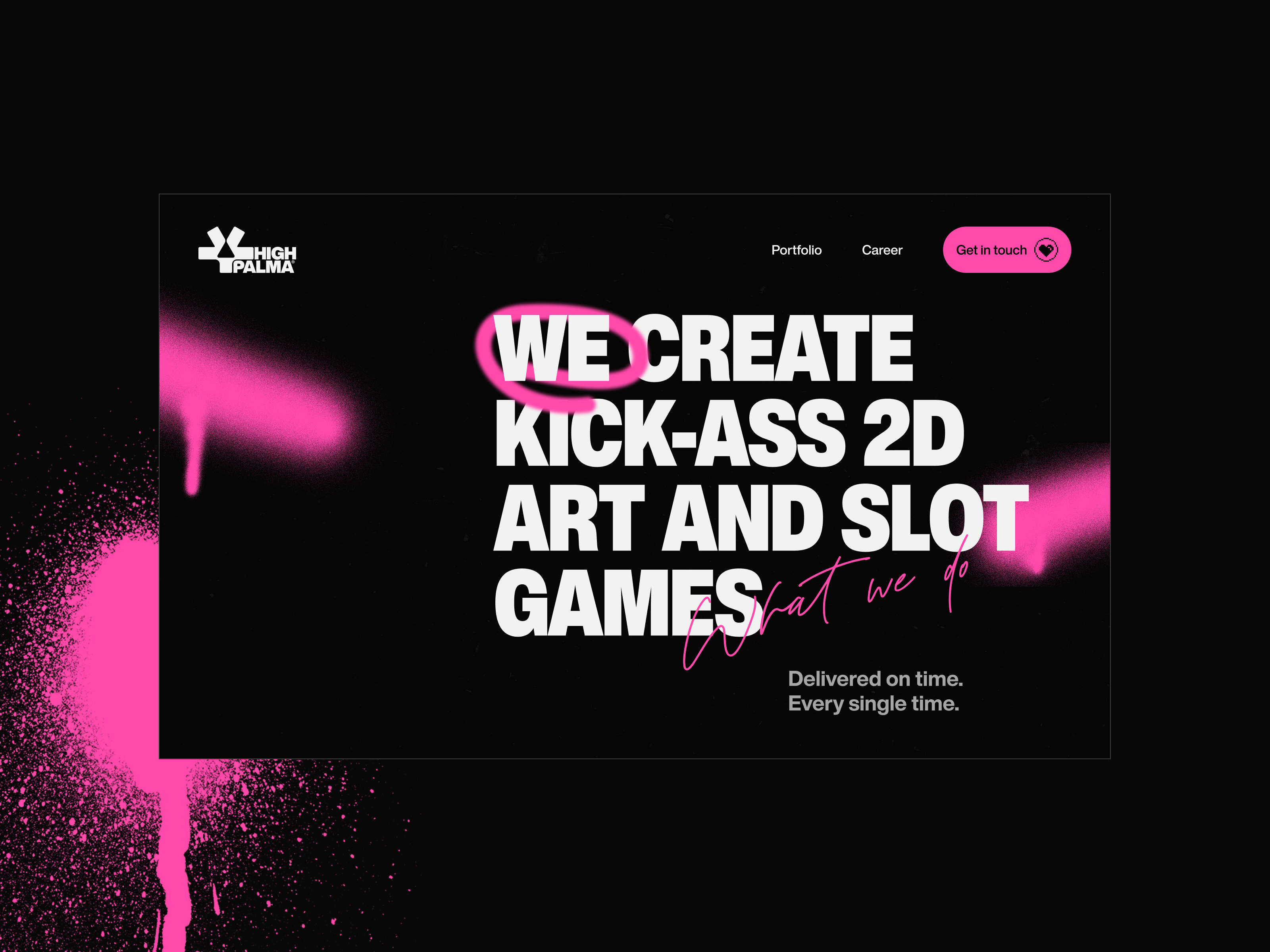 High Palma animation art branding brutal graphic design motion graphics pink typography ui ux web design