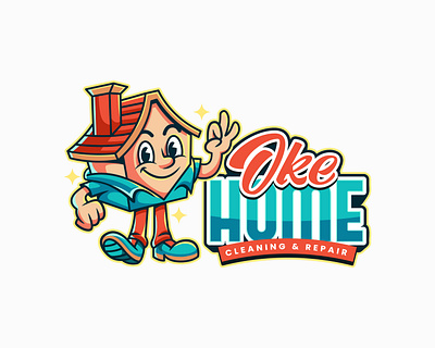 Okehome Mascot Logo graphic design home repair homeservice logo hvac logo plumbing logo