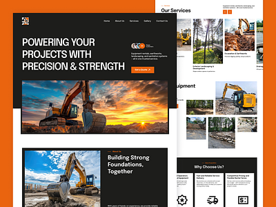 FS.TP Construction Rental Landing Page Design black white branding clean landing page design construction rental website drainage sanitation systems eliable construction solutions equipment rentals excavation earthworks landing page design machinery modern website orange rental website ui ui design ux ux design uxui design website design