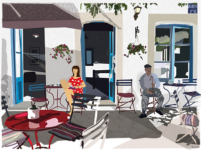 Kafeneio design editorial illustration vector