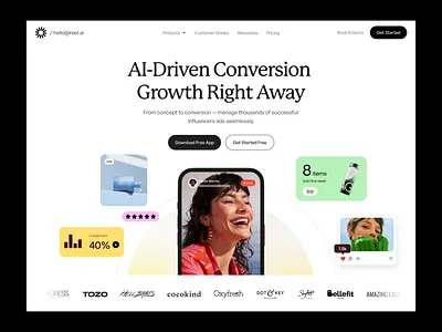 AI Landing Page Design ad campaign ads ai ai apps ai landing page ai product ai shopping ai video ai website analtyics landing page design product product design sales shopify showreel social media video video reel web app