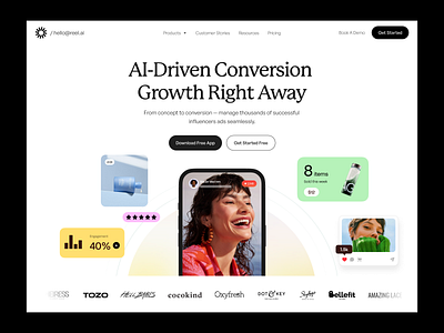 AI - Product Landing Page - Ecommerce ad campaign ads ai ai apps ai landing page ai product ai shopping ai video ai website analtyics landing page design product product design sales shopify showreel social media video video reel web app