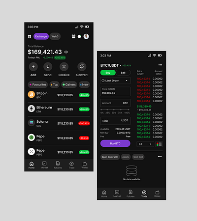 Crypto Trading interface