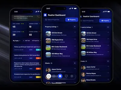 Realtor CRM Dashboard | Interaction on Mobile Devices b2b design mobile real estate realtor ui ux