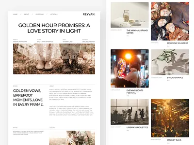 Reyvan Portfolio Page – Photography Website UI Figma creative portfolio design for photographers figma portfolio figma template minimal design mobile friendly ui photo graphy website photographer ui portfolio page project details ui responsive figma reyvan ui ui inspiration ui showcase ui trends ux for creatives visual story telling web ui design