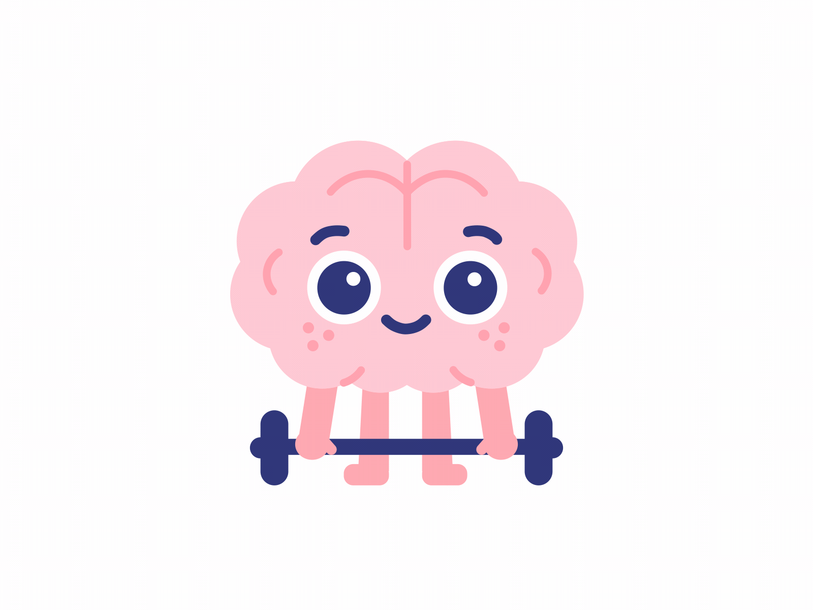 train your mind - Brain Mascot animation app mascot branding cartoon character cute digital emoji flat funny gif gym illustration logo mascot motion design smart training vector weightlifting