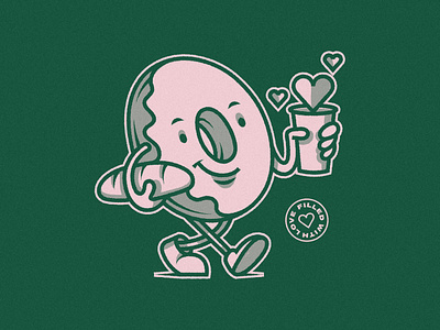 Ellena Mascot Illustration breakfast character cafe branding cartoon mascot character design coffee and donut donut mascot flat illustration food branding grainy texture milan arsenovic minimal color palette old school illustration packaging design quirky mascot raster texture retro character retro texture textured shadows two color illustration vintage mascot