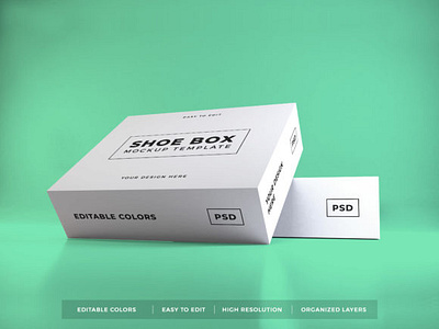 Realistic Shoe Box Packaging Mockup blank box design empty mockup package template white