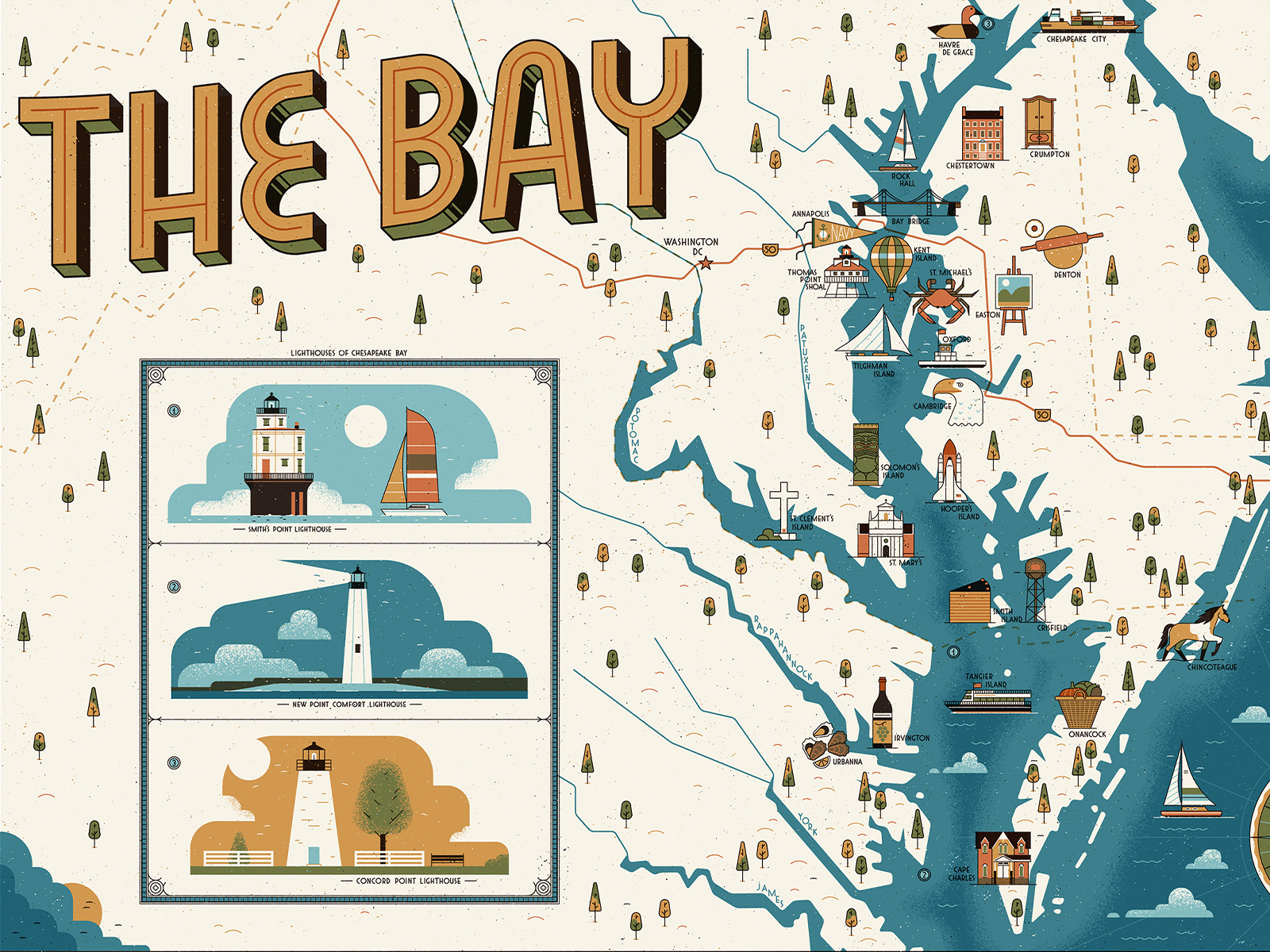 For the Love of Maps adobe brush cartography cities illustration illustrator land lighthouse map mapillustration muti ocean photoshop roads space texture trees vector