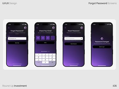 Round-Up Investment Forgot Password Flow cart page design figma mobile app design product page ui