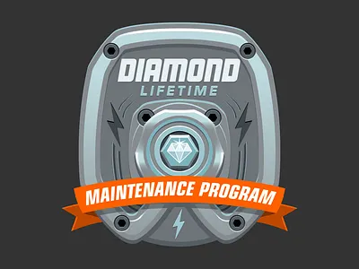 Maintenance Program - Badges adobe illustrator badge banner diamond gold lightning manufacturing metal power tools ribbon screws sticker typography vector