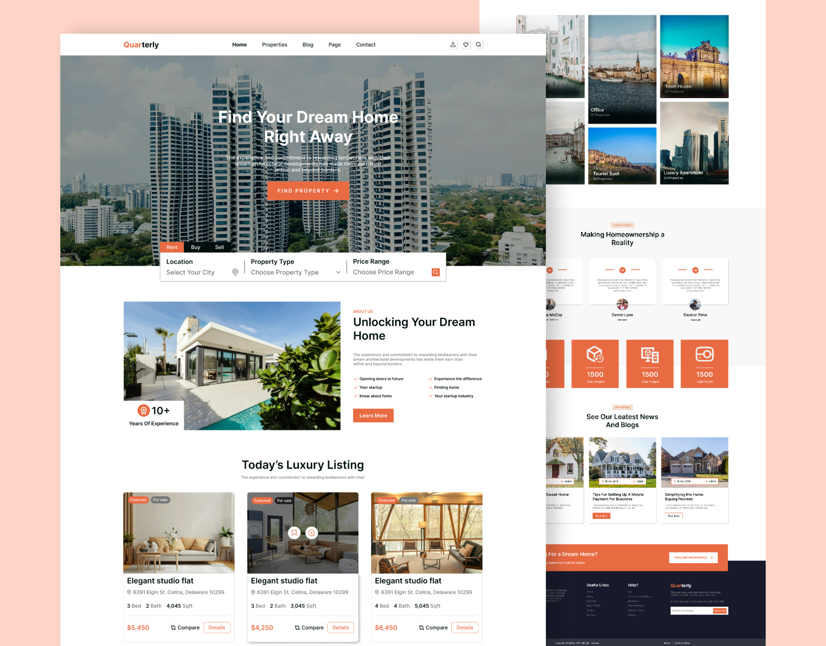 Modern Real Estate Website Design app design figma landing page real state ui ux design webdesign