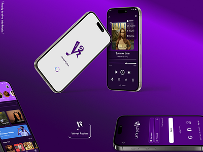 Velvet Rythm – Music Streaming App UI adobe creative suite adobe illustrator apps screens dark dark ui designs dreampurple dribbble figma music app musicappdesign onboarding research ui ui screens uiux user experience ux viral