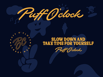 Puff O'clock : logotype & branding artsy branding calligraphy custom easy flow free fun identity la lettering logo logotype puff relaxed script type unique urban vibes