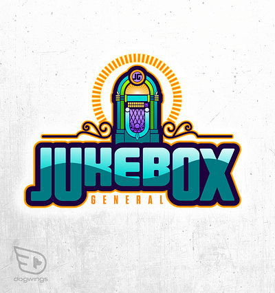 Logo design chipdavid dogwings drawing jukebox logo store vector vintage