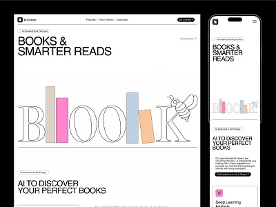 Bookbee—UI/UX Design for AI-Powered Book Discovery Landing Page aero aerodesignagency ai landing page book clean ui concept design ebook app landing page library website minimal responsive sass sass landing page ui ui design uiux ux design web design