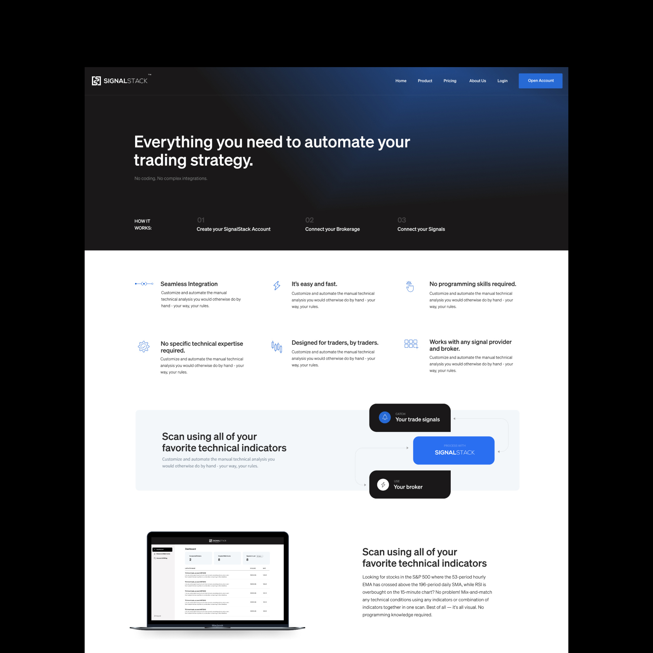 SignalStack — Automated Trading Integration Platform design interface ui ux web design