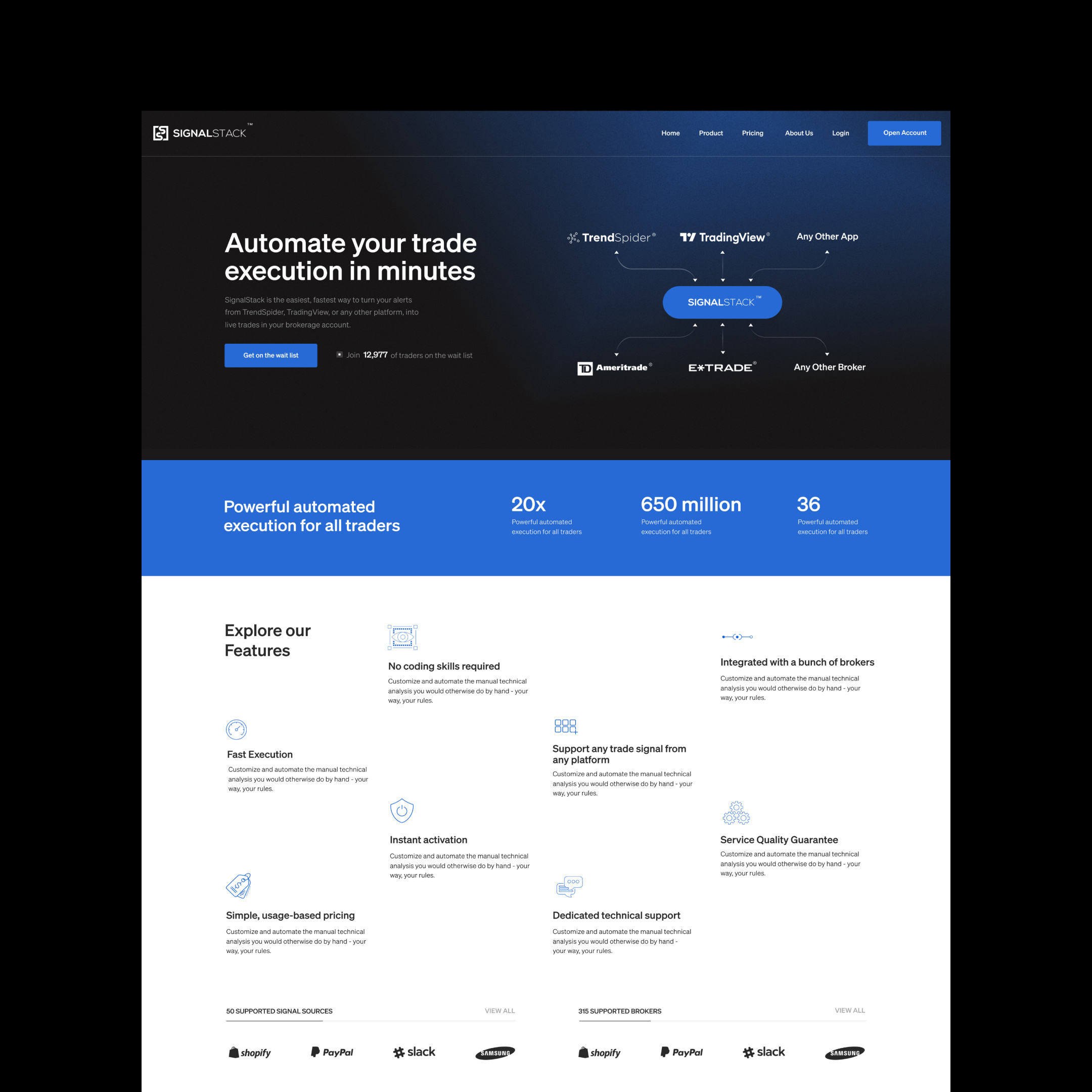 SignalStack - Automated Trading Integration Platform design interface ui ux web design