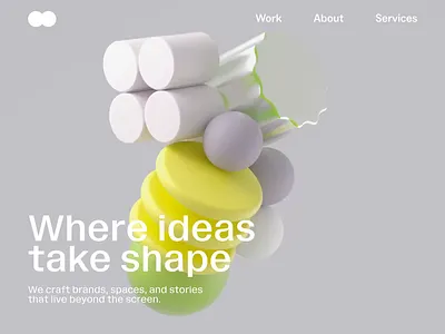 Design Studio Landing Page Hero 3D Animation 3d 3d animatin abstract abstract animation abstract art art direction branding colorful design studio ecommerce graphic design hero animation hero illustration illustration landing page design motion design shapes visual identity web3 website animation