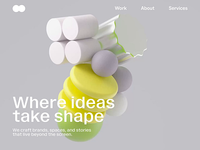 Design Studio Landing Page Hero 3D Animation 3d 3d animatin abstract abstract animation abstract art art direction branding colorful design studio ecommerce graphic design hero animation hero illustration illustration landing page design motion design shapes visual identity web3 website animation