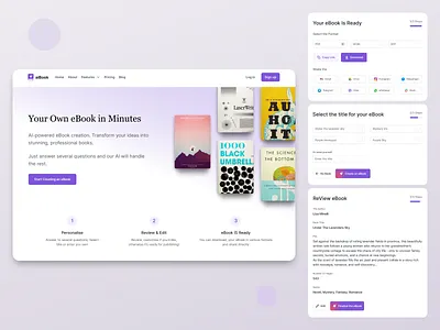 aiBook ai ai tool book generator ebook crator product design ui ux