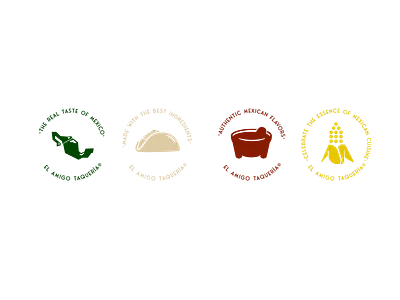 El Amigo Taquería badge branding elote icon mexico salsa taco