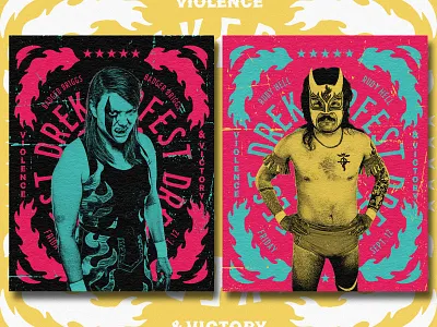 Wrestling Posters drekker brewing fire illustration poster wrestling
