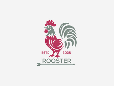 Rooster Logo agency bird branding chicken elegant emblem farm illustration lines logo minimalist modern logo poultry rebrand restaurant rooster teamographic