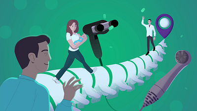 Chiropractor - Hero Animation adjustment adobe illustrator after effects animation chiropractor doctor ekg family flat illustration health illustration pills spine suppliments texture vector wellness