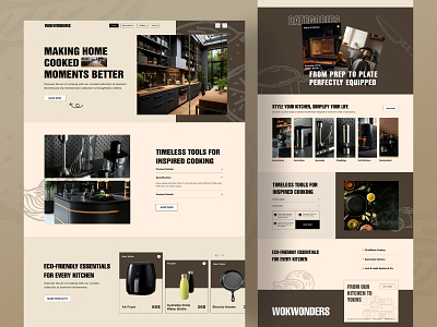 🍳 WokWonders – Kitchenware landing page agency business chefs cooking design homepage kitchen kitchenproduct knife landing page minimal page ui designer uiux visual designer web web design webdesign website