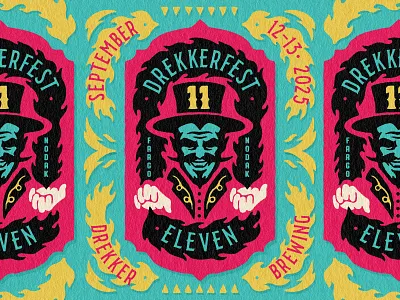 Drekkerfest 11 Logo badge carnival circus drekker brewing fire freakshow icon illustration lockup logo ringmaster