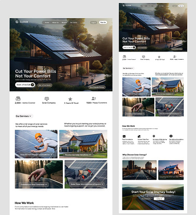 Solar Energy Landing Page Design figma framer landing page responsive web design solar company website solar energy sustainable energy uiux web design website design wordpress