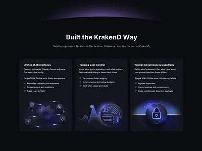 Features Section ai cards dark design features gateway illustration marketing section ui web