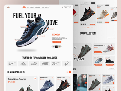 FootWear - Sneakers Ecommerce Website Landing Page apparel clean ecommerce ecommerce landing page fashion footwear homepage landing page market marketplace nike online store shoe shoes shoes landingpage shoes store shoes website shop sneakers website design