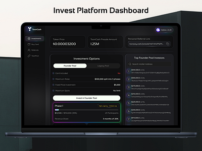 Invest Platform Dashboard blockchain branding crypto dashboard design digisol investment ui ux