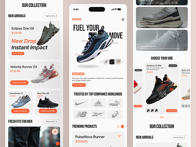 FootWear - Sneakers Ecommerce Mobile App apparel clean ecommerce app fashion footware mobile app footwear homepage market marketplace mehbubur rahman mobile app nike online store shoe shoes shoes store shoes website shop sneakers aapp