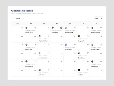 Appointment Schedule UI – Clean & Responsive Calendar View app design appointment calendar dashboard dashboard design design doctor figma landing page mobile app patient section ui ui design uiux uiux design webapp webdesign website