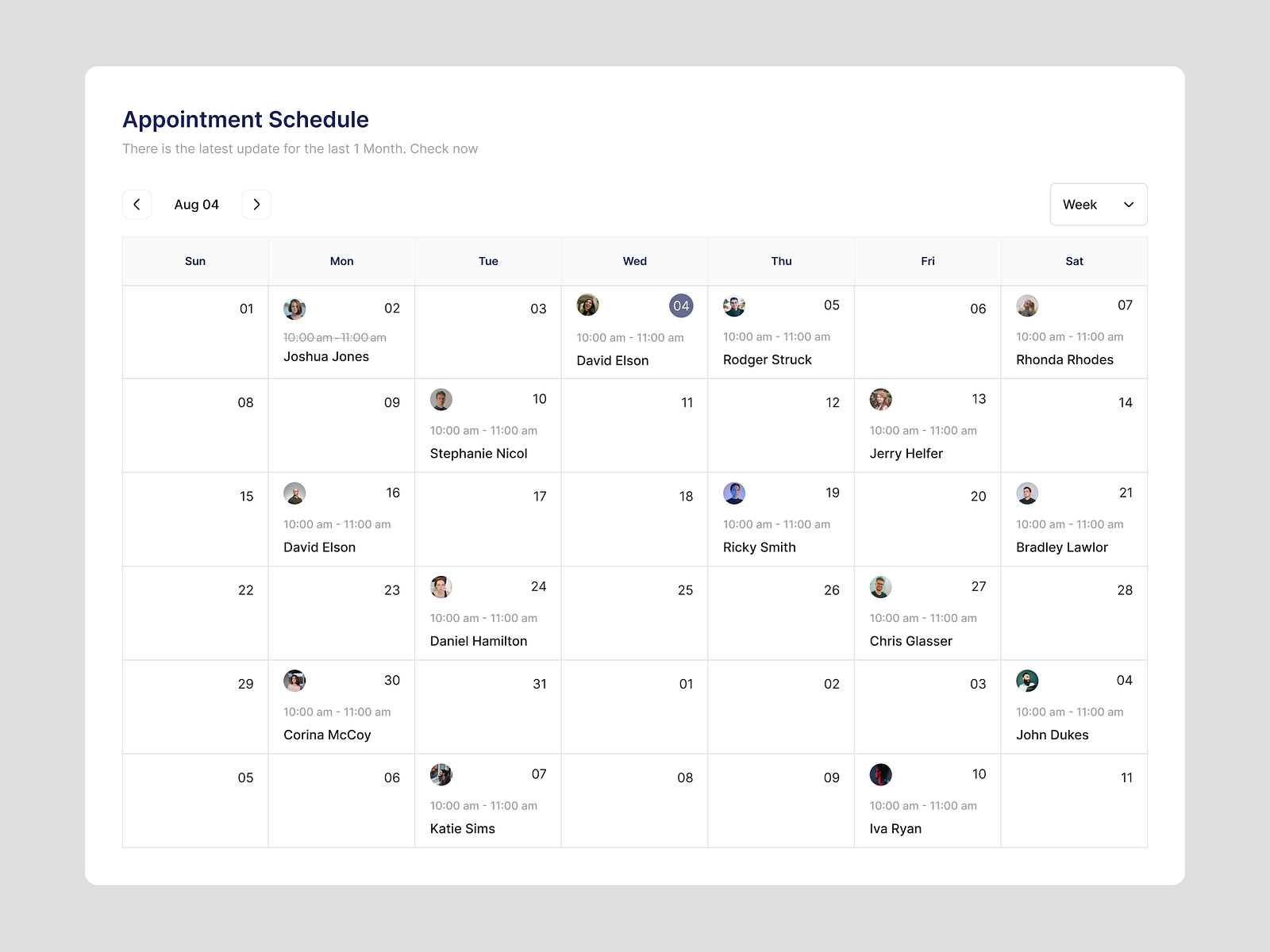 Appointment Schedule UI – Clean & Responsive Calendar View by Seeam ...