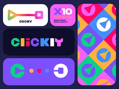 Clickly logo fun agency branding colorful fun graphic design illustration jamm journey logo play playful stop team unfold video wacky youtube