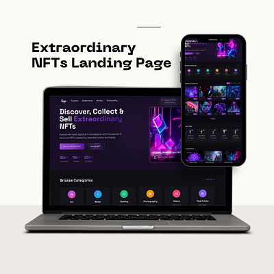 🎨 Extraordinary NFTs Landing Page crypto darktheme futuristicdesign landingpage nft responsivedesign uiux webdesign