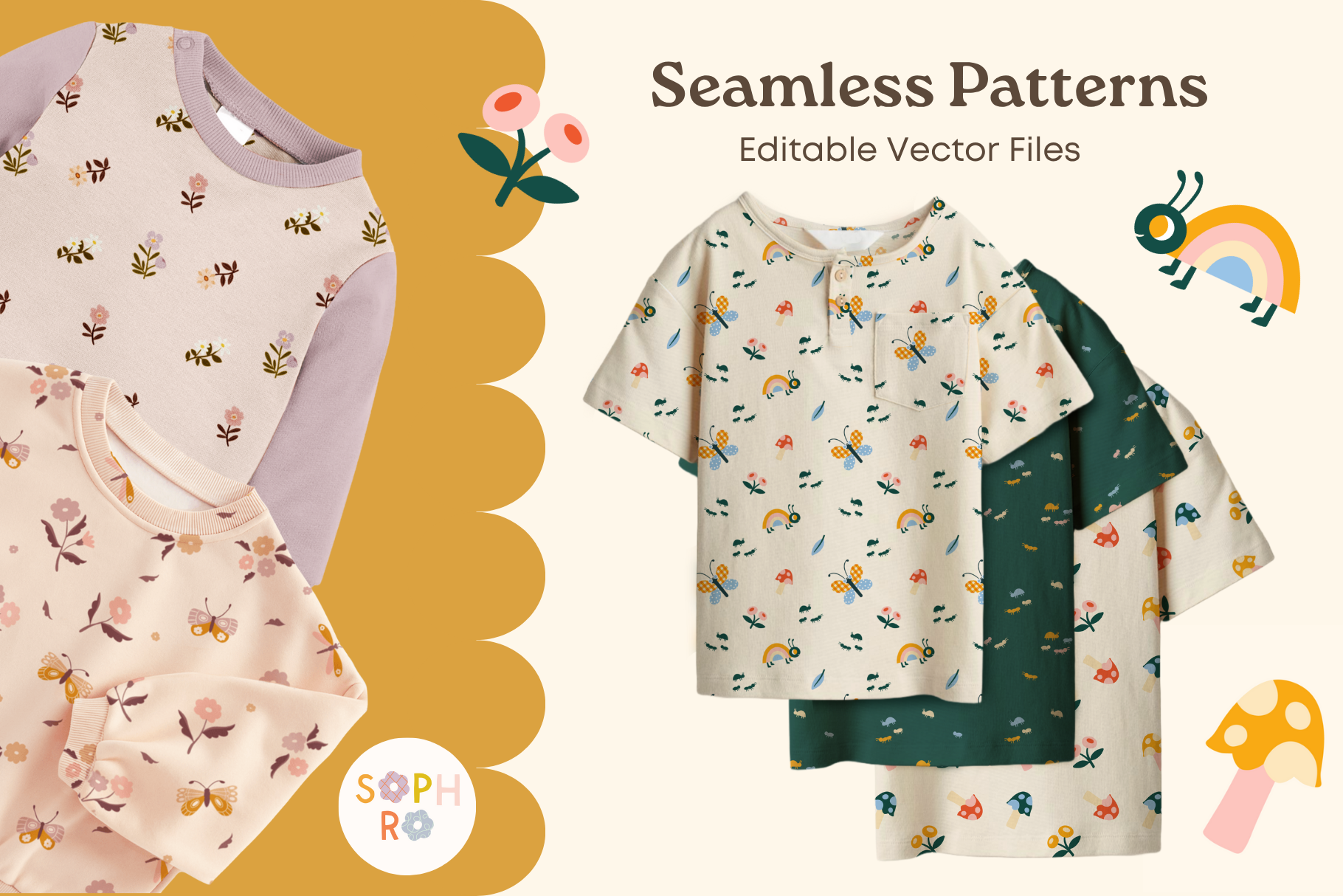 Example of Illustrate Cute Vector Seamless Patterns