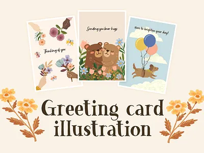 Greeting Cards Illustrations adobe illustrator branding colorful cute design graphic design greeting cards illustration vector