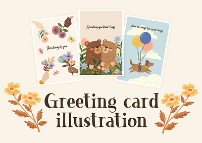 Greeting Cards Illustrations adobe illustrator branding colorful cute design graphic design greeting cards illustration vector